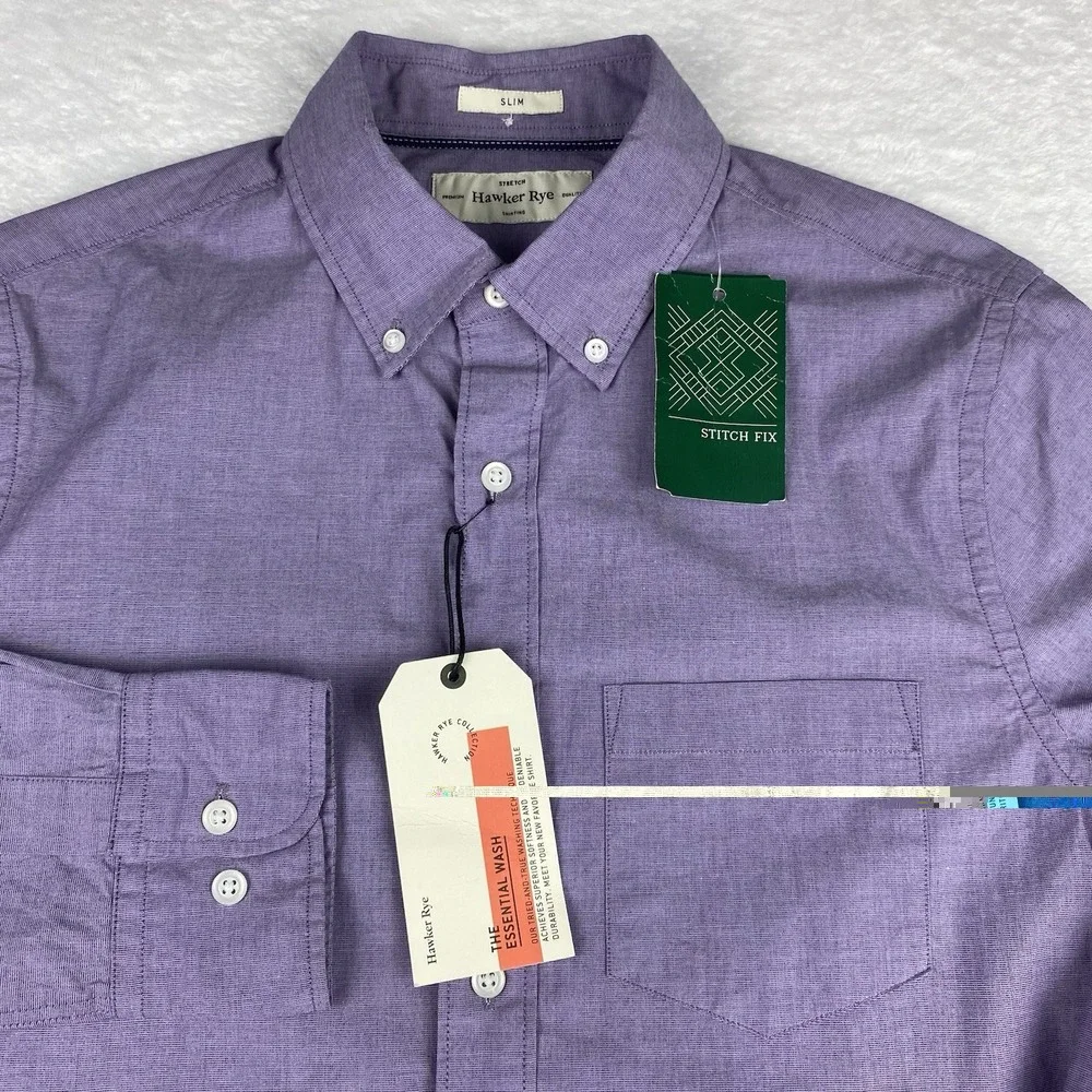 Hawker Rye Essential Wash Shirt Mens Small Purple Slim Fit Stretch NWT!